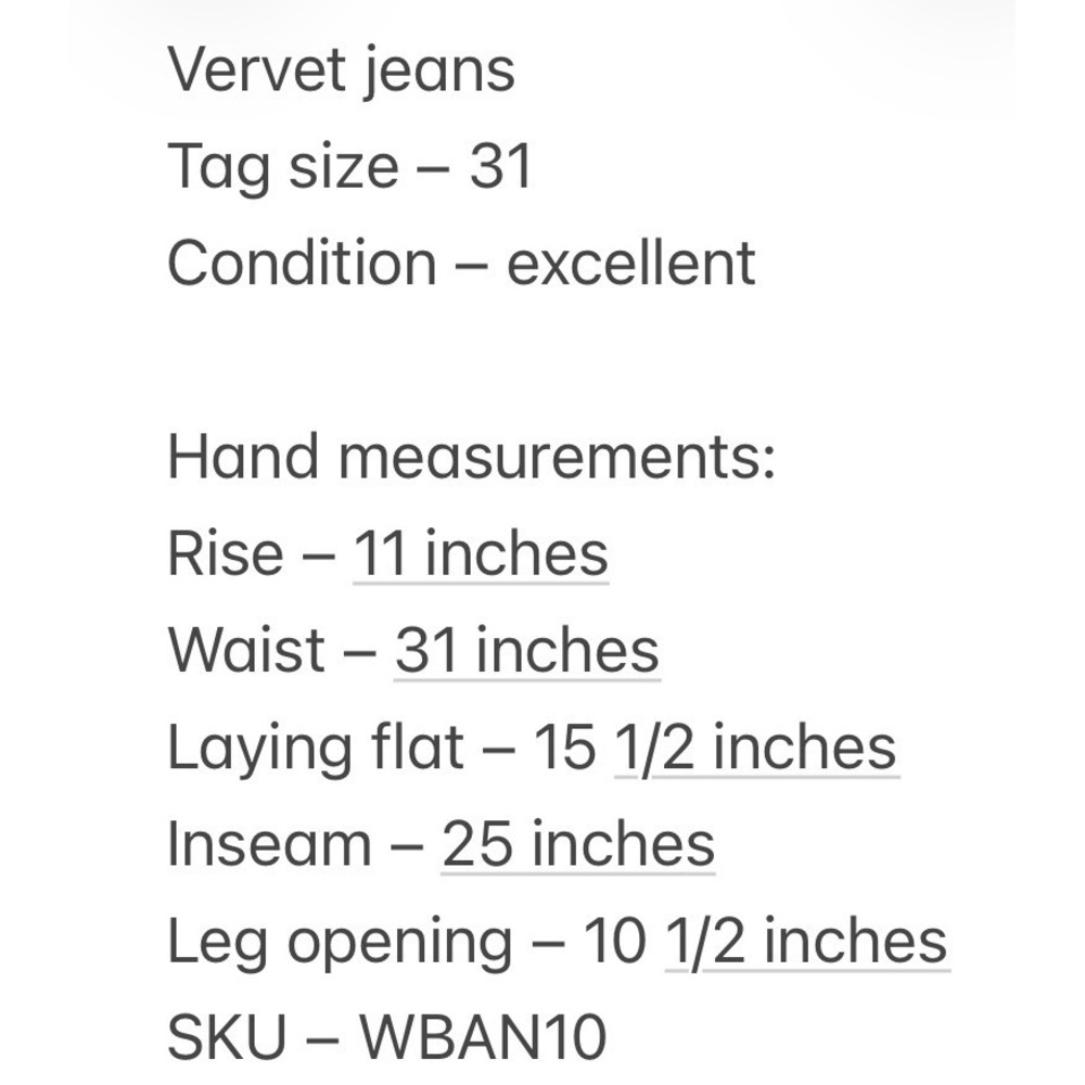 Vervet Womens V3632 High Rise Wide Leg Crop Raw Hem Blue Jeans 31 Meas: 31x25 - Picture 6 of 6